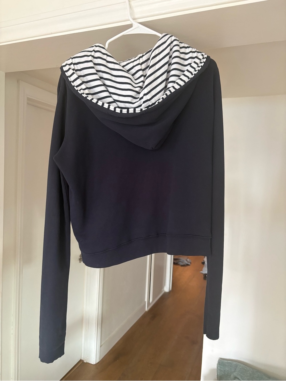 Frank & Eileen Black Zip Hoodie with Striped Hood Lining - Picture 3 of 3